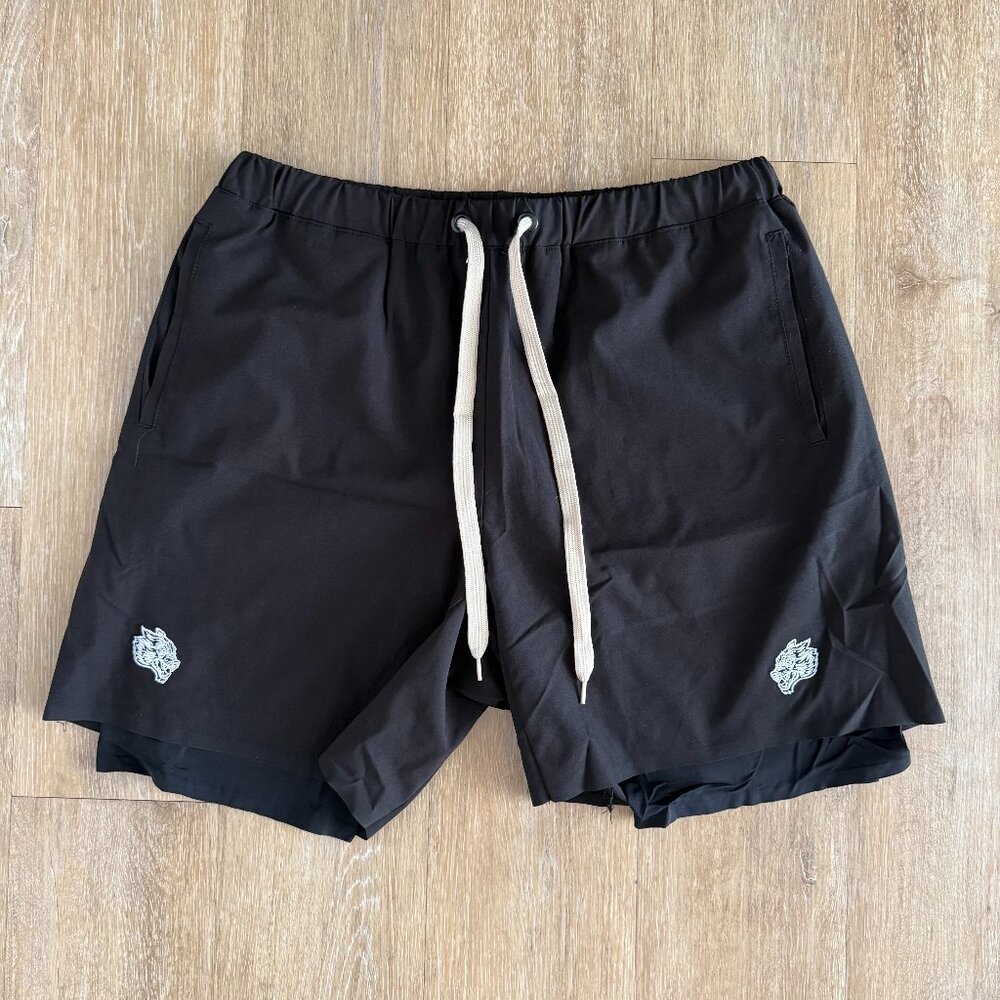DARC SPORT 'Wolf Head' Compression Shorts - Black - Size L